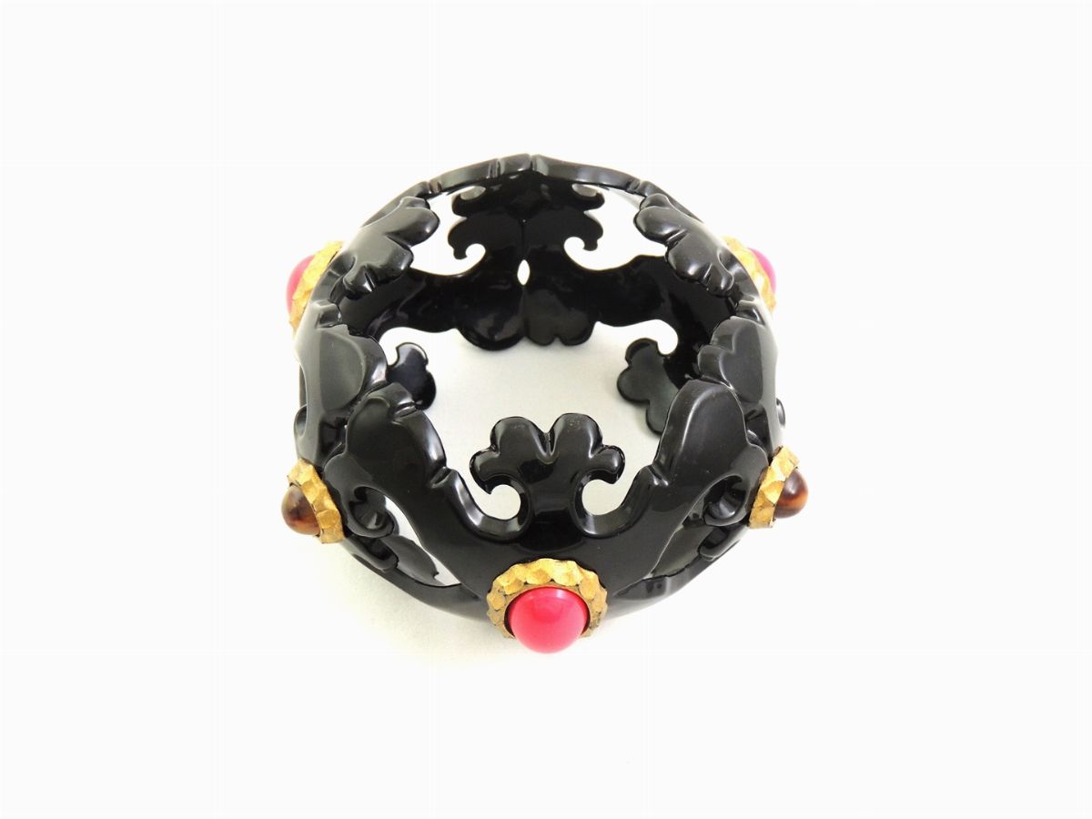 Bracciale Rigido in Resina Nera, Christian Lacroix