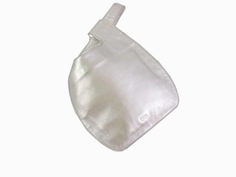 Borsa a Mano in Pelle Argentata, Gucci