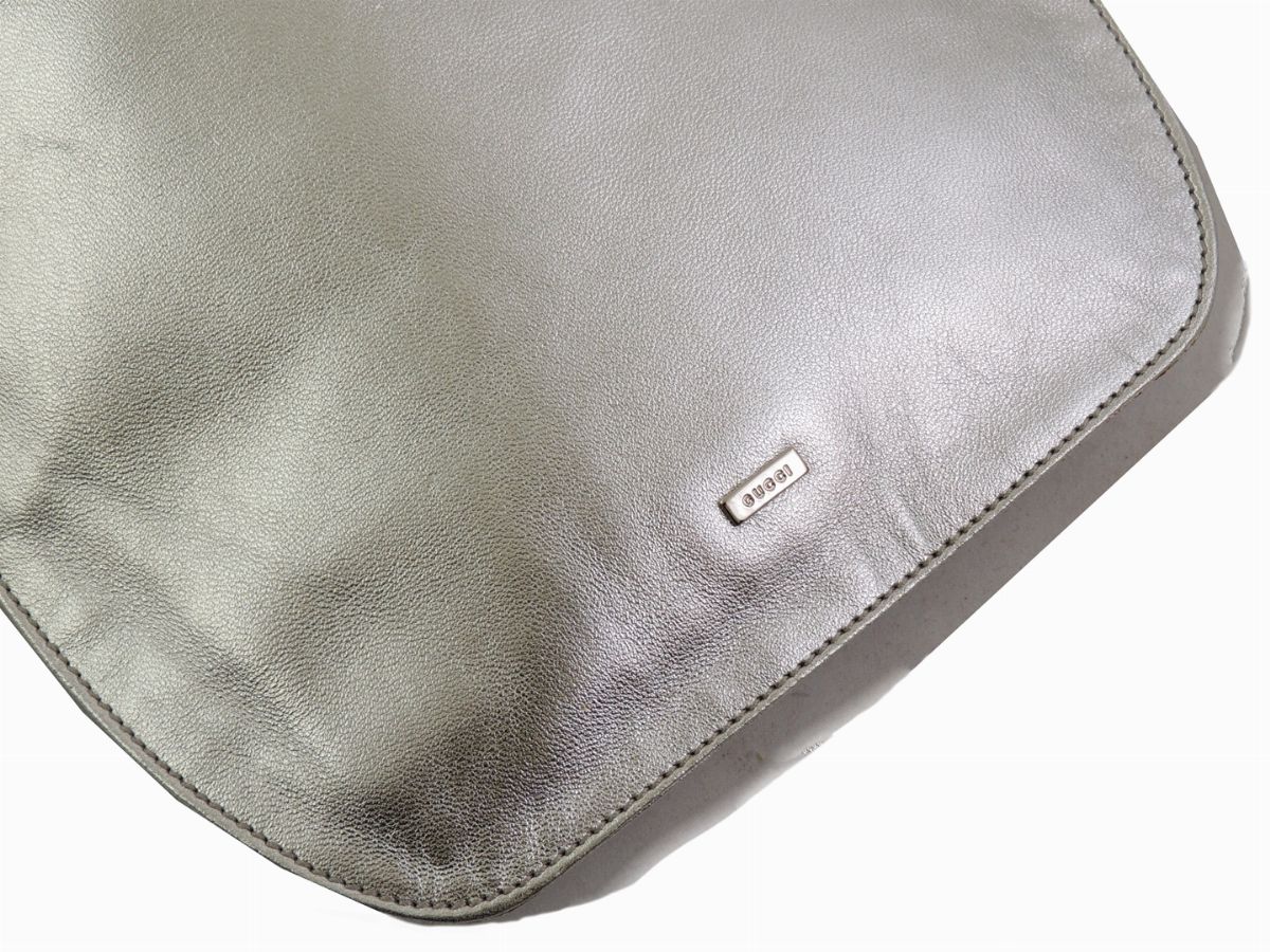 Borsa a Mano in Pelle Argentata, Gucci