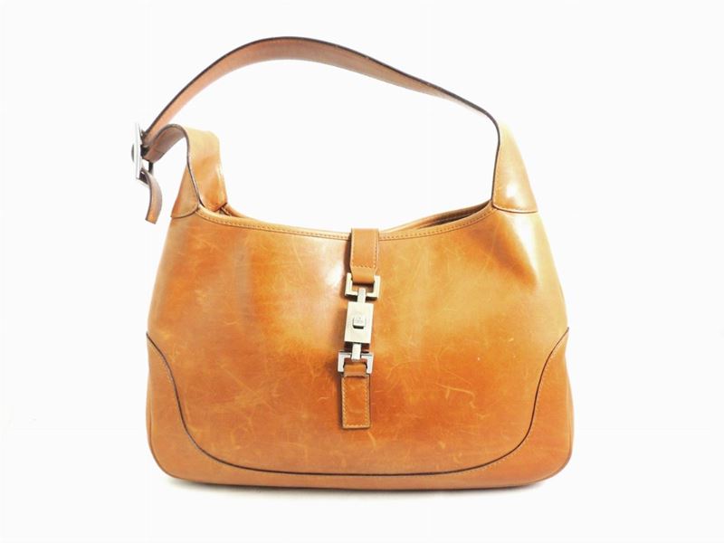 Borsa a Spalla Jackie o in Pelle Color Cuoio, Gucci