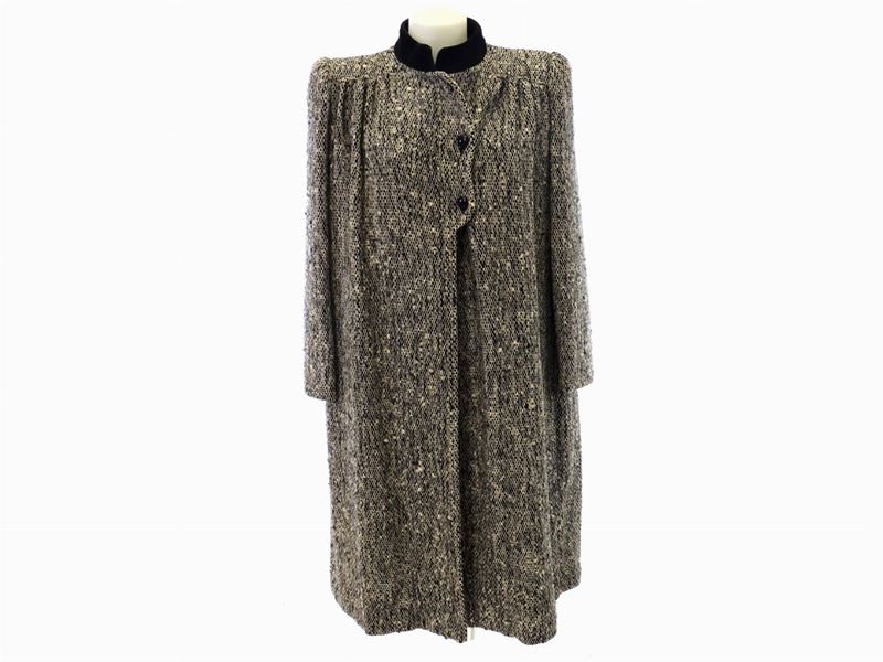 Cappotto in Tweed Bianco e Nero, Valentino
