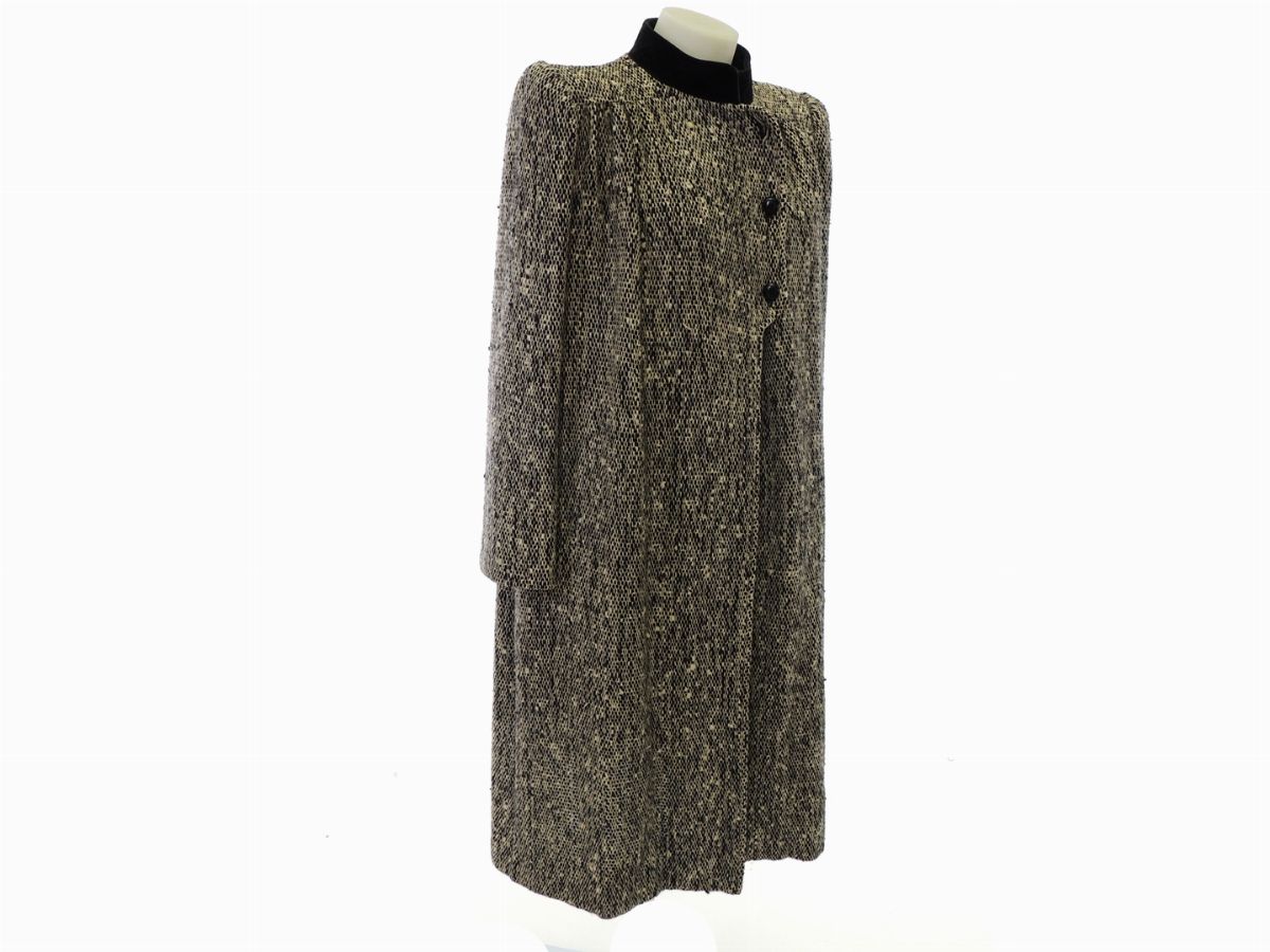 Cappotto in Tweed Bianco e Nero, Valentino