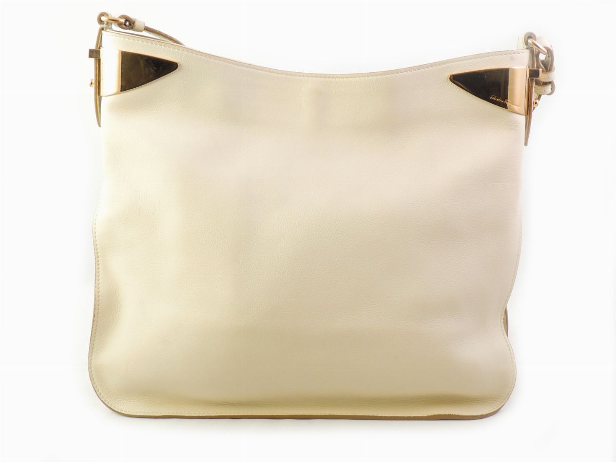 Borsa a Tracolla in Pelle Bianca, Salvatore Ferragamo