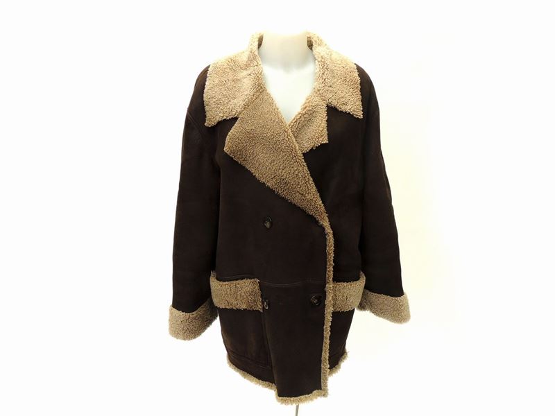 Caban in Montone Marrone e Beige, Max & Co