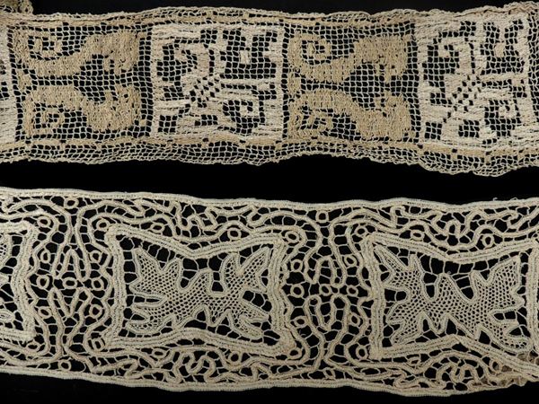 Balza e stola per paramento in cotone ecrù ricamato