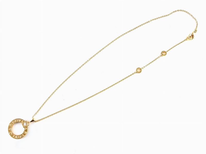 Girocollo Bulgari con Pendente in Oro Rosa e Diamante