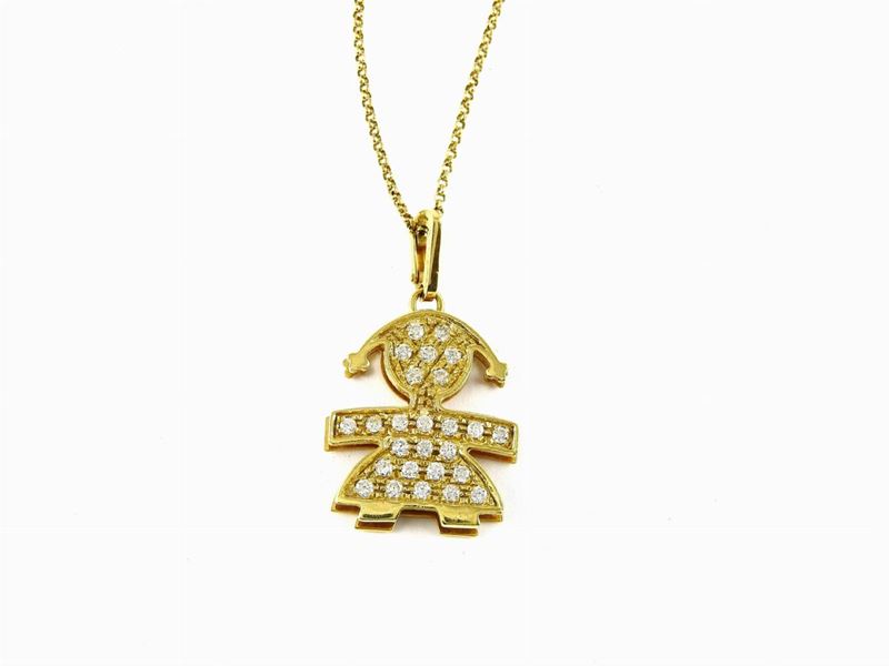 Girocollo le Bebé con Pendente in Oro Giallo e Diamanti