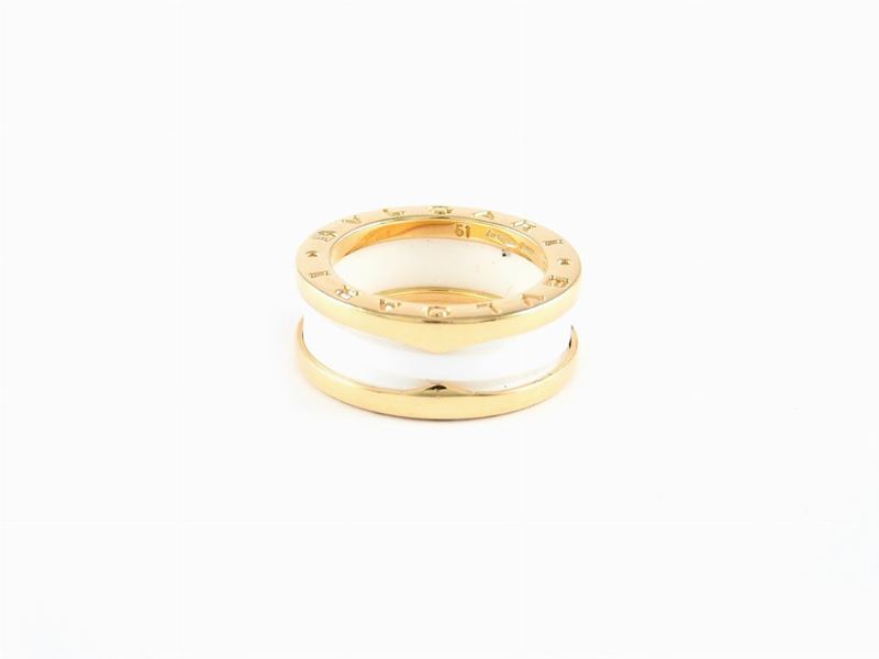 Anello Bulgari a Fascia in Oro Giallo e Ceramica