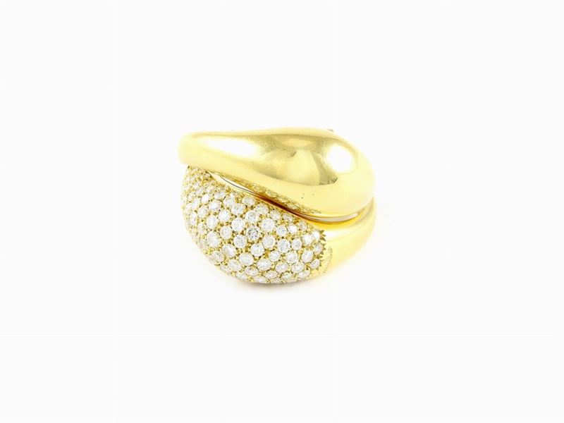 Anello Doppio Pomellato in Oro Giallo e Diamanti