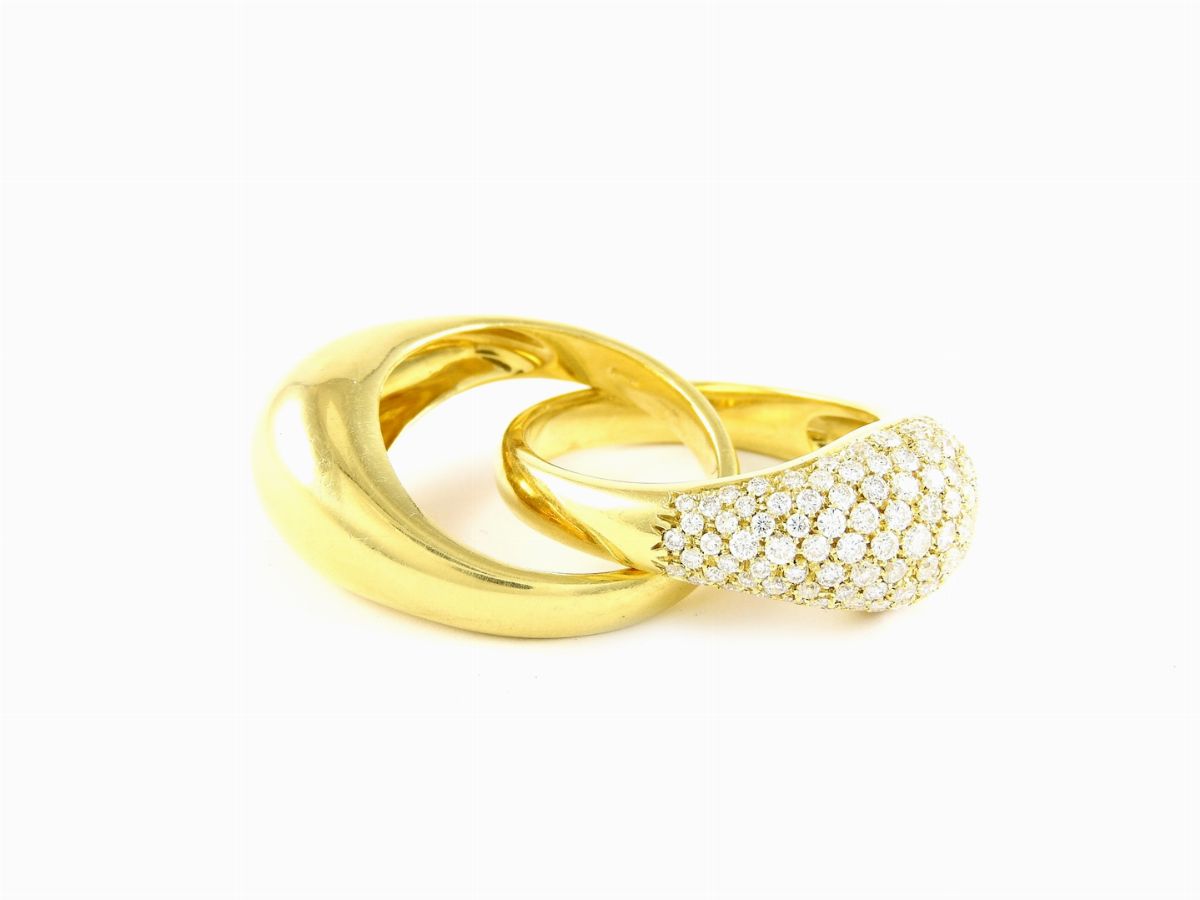 Anello Doppio Pomellato in Oro Giallo e Diamanti