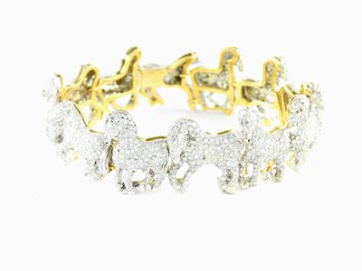 Bracciale Animalier in Oro Giallo e Bianco con Diamanti