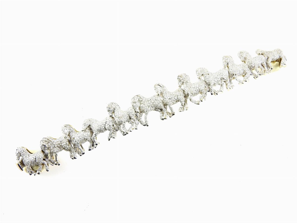 Bracciale Animalier in Oro Giallo e Bianco con Diamanti