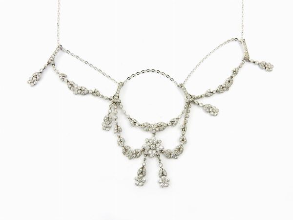 White gold elegant necklace with diamonds