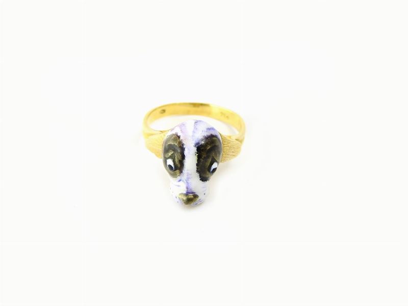 Anello Animalier in Oro Giallo e Smalti Policromi