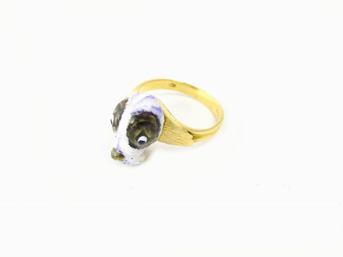 Anello Animalier in Oro Giallo e Smalti Policromi