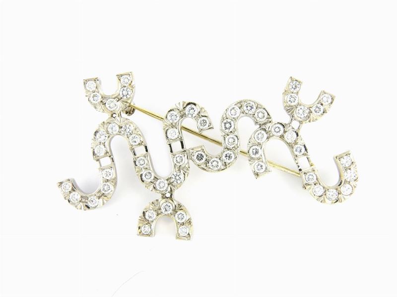 Spilla di Design in Oro Bianco e Diamanti