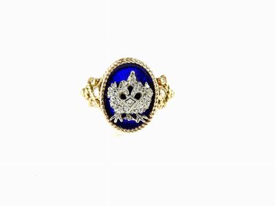 Anello in Oro Rosa a Bassa Lega, Diamanti e Smalti