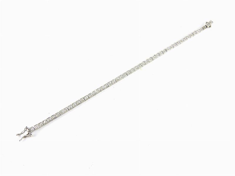 Bracciale Tennis in Oro Bianco e Diamanti