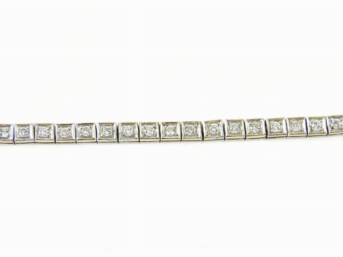 Bracciale Tennis in Oro Bianco e Diamanti
