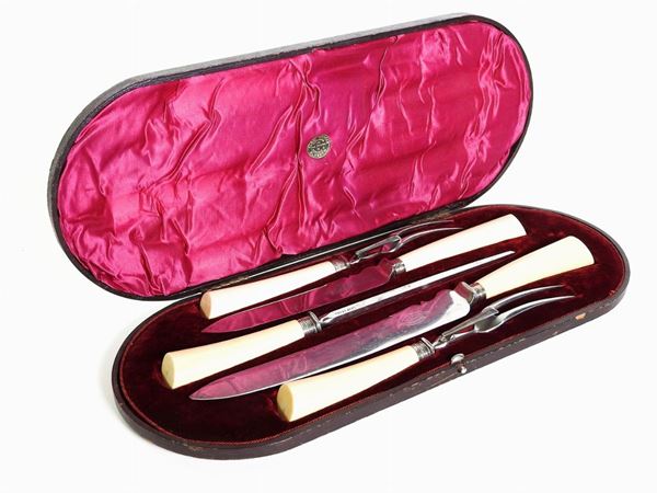 An Ivory Handled Five Piece Carving Set