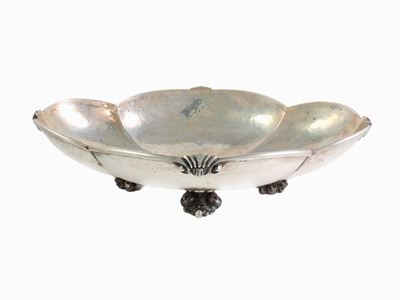 Centrotavola Ovale in Argento Martellato