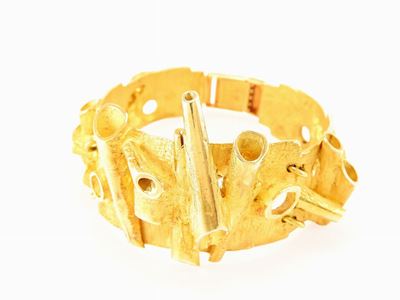 Bracciale a Tre Piastre in Oro Giallo Ubert Piacco (1912-1978)