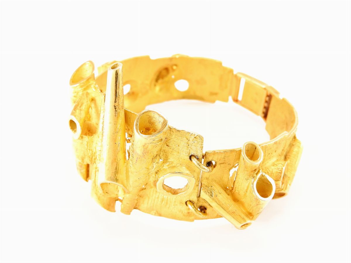 Bracciale a Tre Piastre in Oro Giallo Ubert Piacco (1912-1978)
