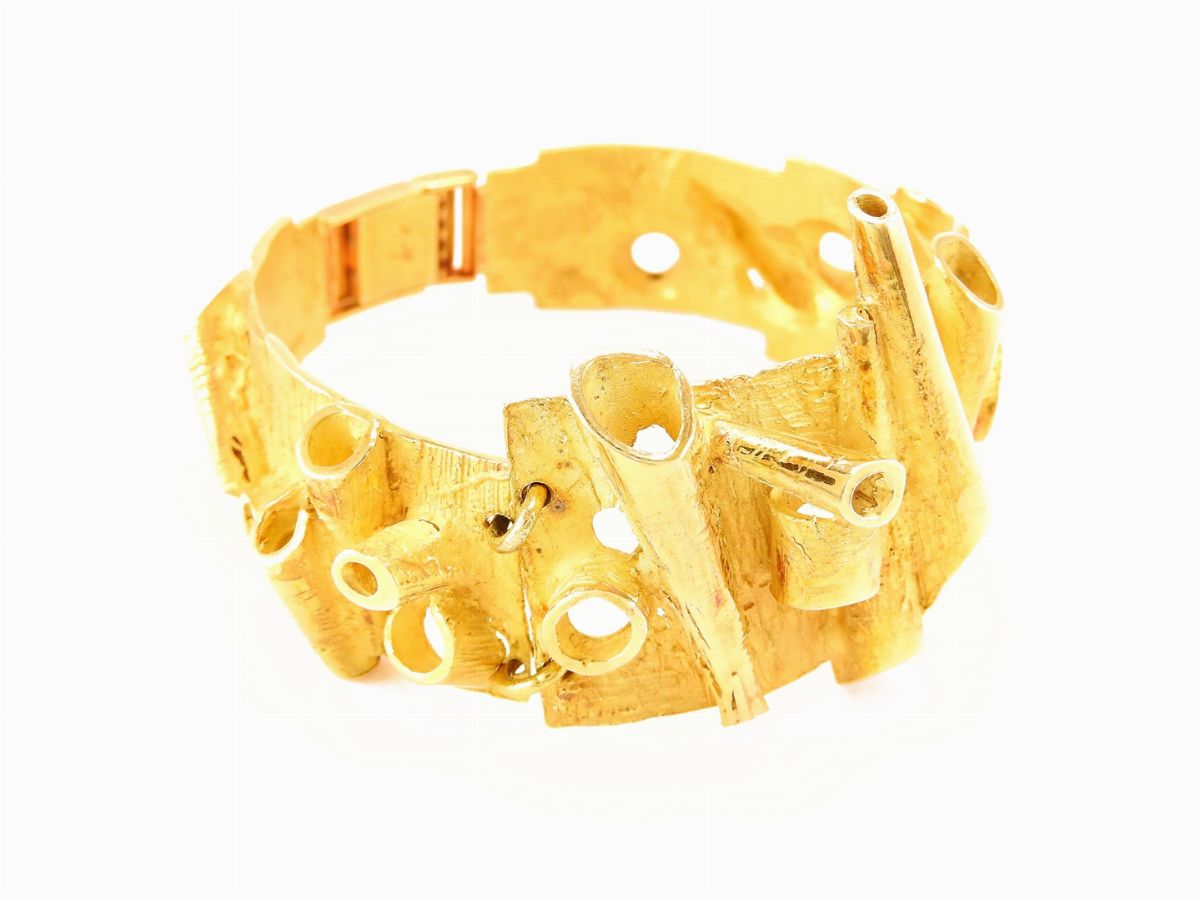 Bracciale a Tre Piastre in Oro Giallo Ubert Piacco (1912-1978)