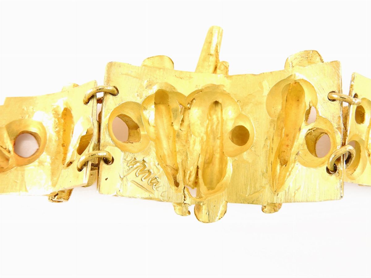 Bracciale a Tre Piastre in Oro Giallo Ubert Piacco (1912-1978)
