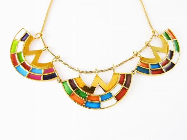 Yellow gold Mila Schon chocker with multicoloured enamels