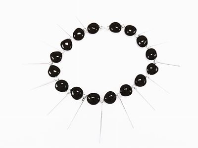 Collier Gavello in Oro Bianco, Onici e Acquemarine