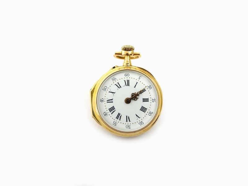 Orologio da Tasca in Oro Giallo, Diamanti e Smalti Policromi