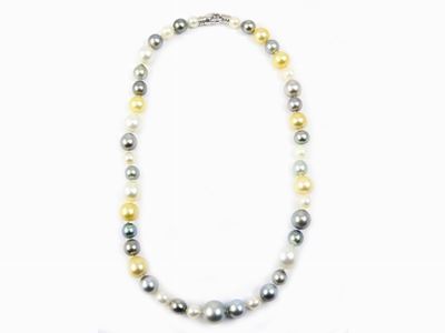 Girocollo con Perle Coltivate South Sea Gialle, Grigie e Nere