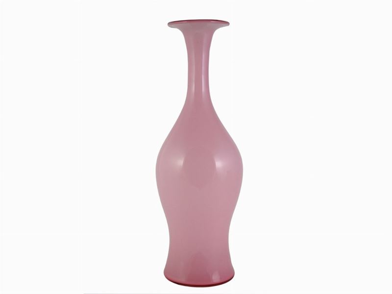 Paolo Venini - Vaso in Vetro Opalino Rosa, Modello 3656, 1952 Circa