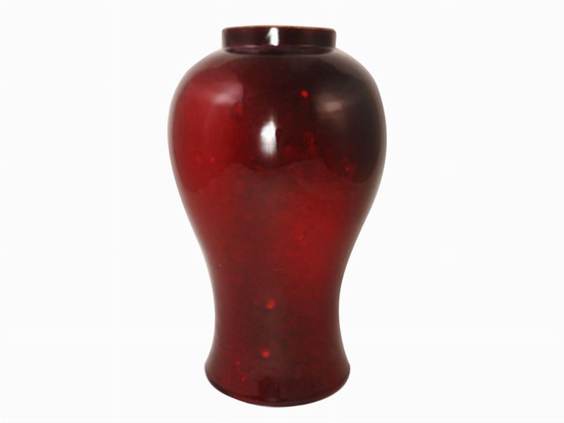 Marcello Fantoni - Vaso a Balaustro in Terracotta Smaltata Bordeaux