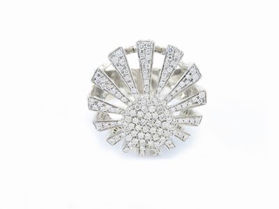 Anello "sol Levante" in Oro Bianco e Diamanti