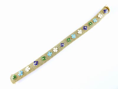 Bracciale in Oro Giallo e Smalti Policromi