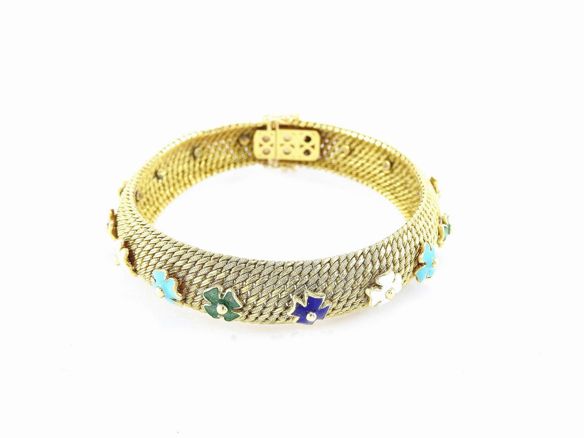 Bracciale in Oro Giallo e Smalti Policromi