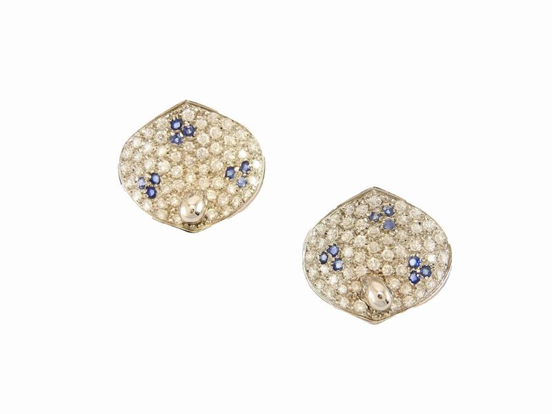 Orecchini Koesis in Oro Bianco, Diamanti e Zaffiri