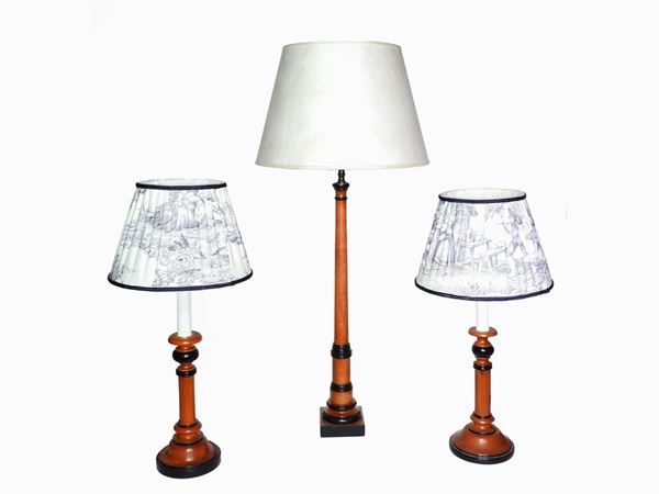 Three Wooden Table Lamps