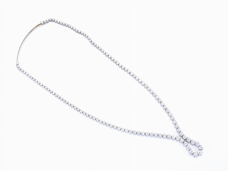 Girocollo Scalare Tennis in Oro Bianco e Diamanti