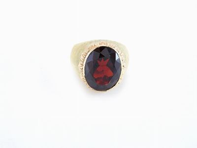Anello Musone Buccellati in Oro Giallo con Zircone Rosso Bruno
