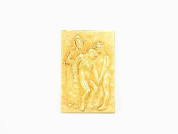 Giacomo Manzù (1908-1991) "Deposition of Christ" on yellow gold plate