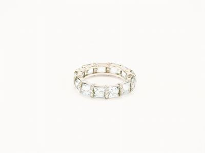 Anello in Oro Bianco, Diamanti e Acquemarine