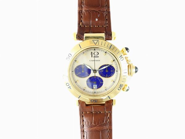 Yellow gold Cartier gentleman wrist chronograph