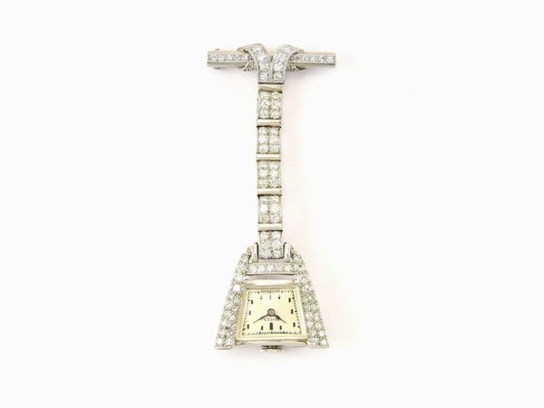Platinum Rolex pendant watch with diamonds