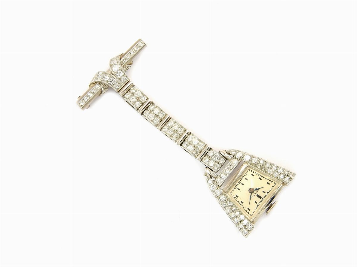 Pendente Orologio Rolex in Platino e Diamanti