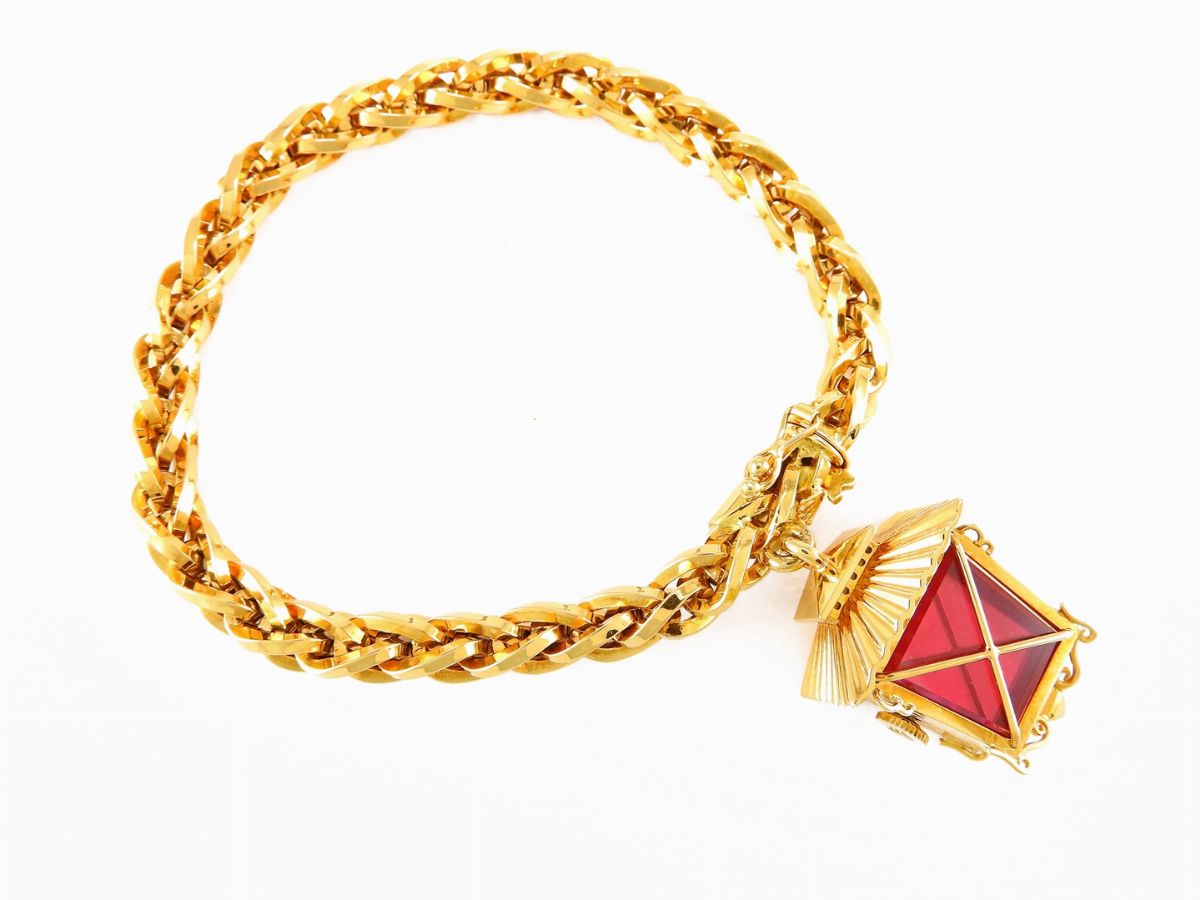 Bracciale con Pendente Orologio Rolex in Oro Giallo