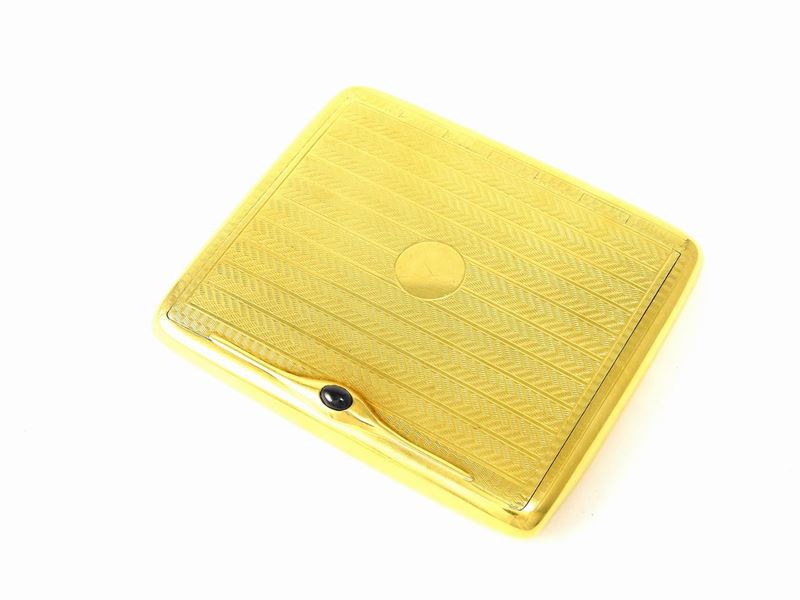 Portasigarette in Oro Giallo con Zaffiro