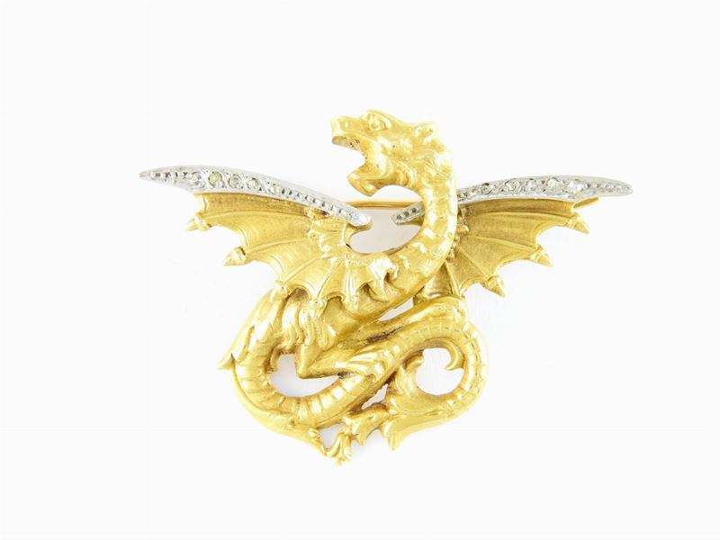Due Spille Animalier in Oro Giallo e Diamanti